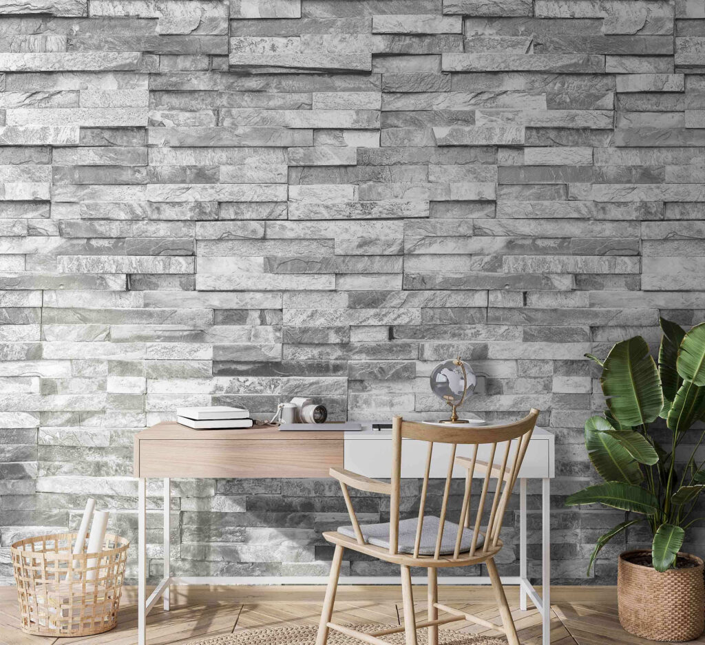 Textured stone wall in monochrome design Textured stone wall in monochrome design