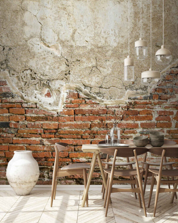 Brick wall with a cement wall Brick wall with a cement wall