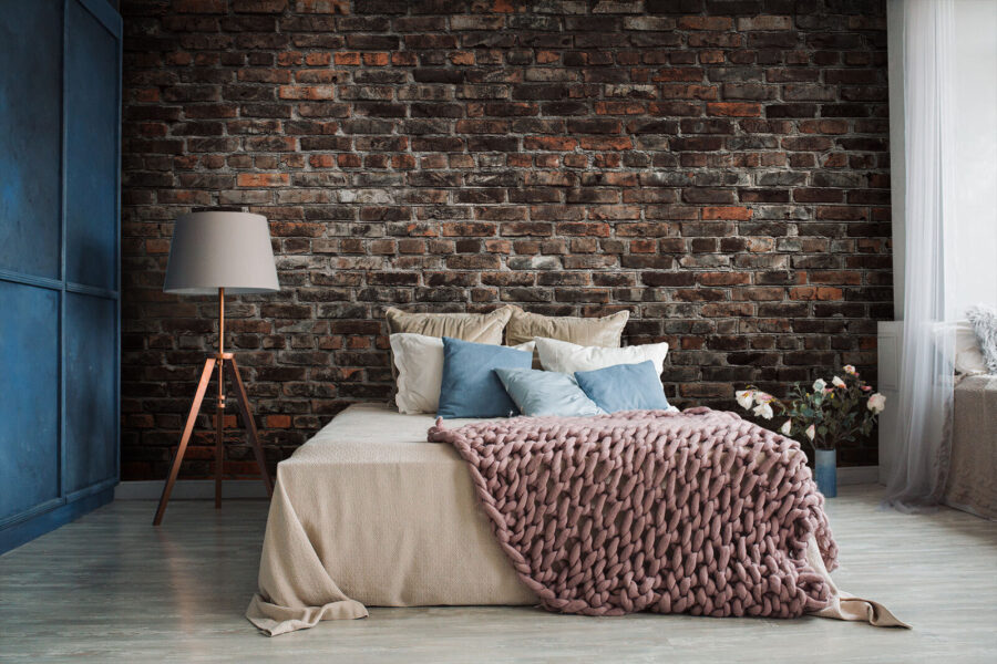 Wall murals Brick wall with black and red bricks - Image 2