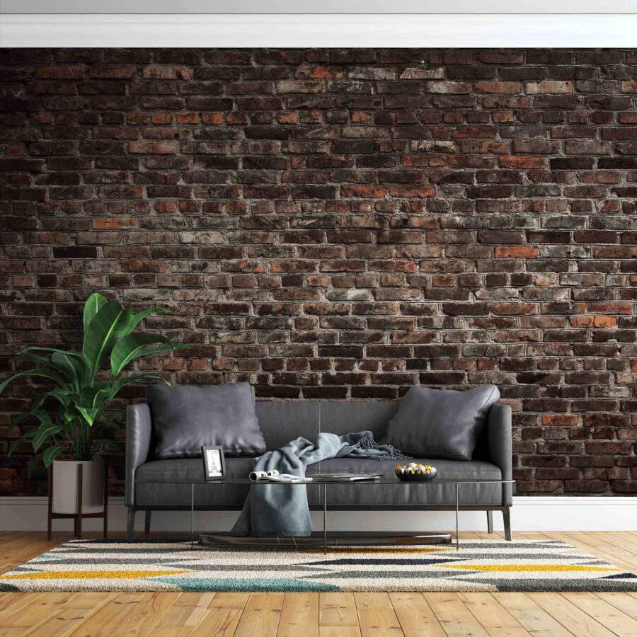 Wall murals Brick wall with black and red bricks