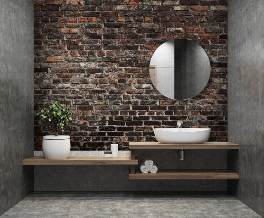 Wall murals Brick wall with black and red bricks - Image 3