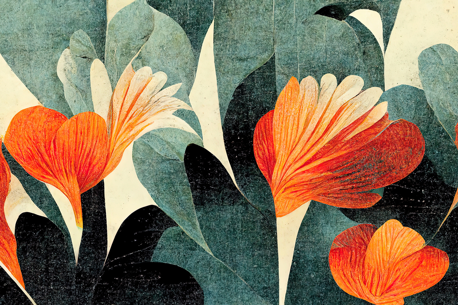 Painting of orange and white flowers