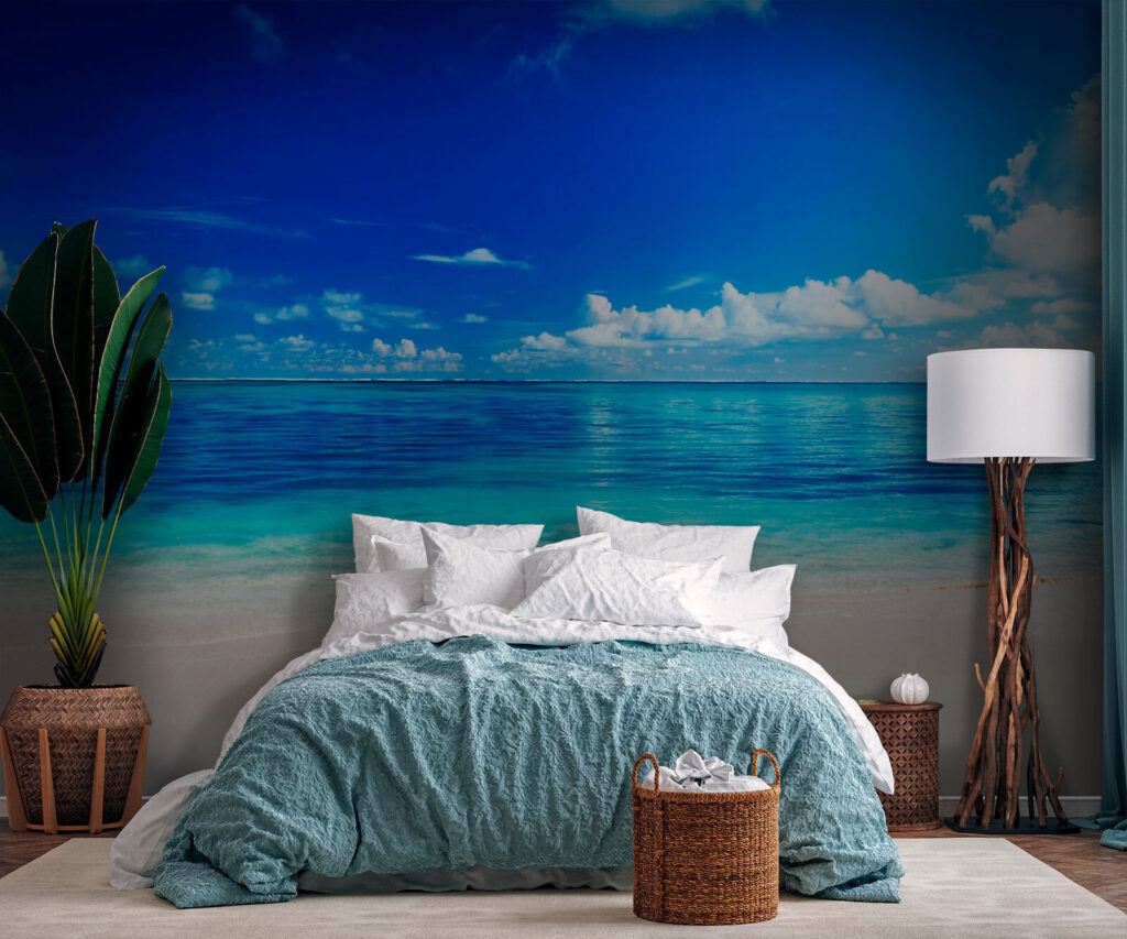 Beach with blue water and clouds Beach with blue water and clouds