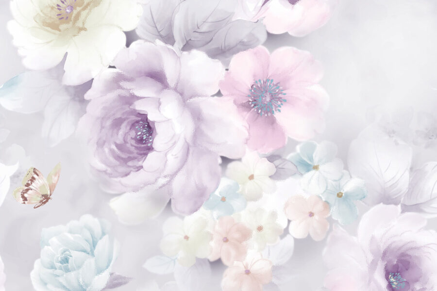 Soft blooms in pastel hues.