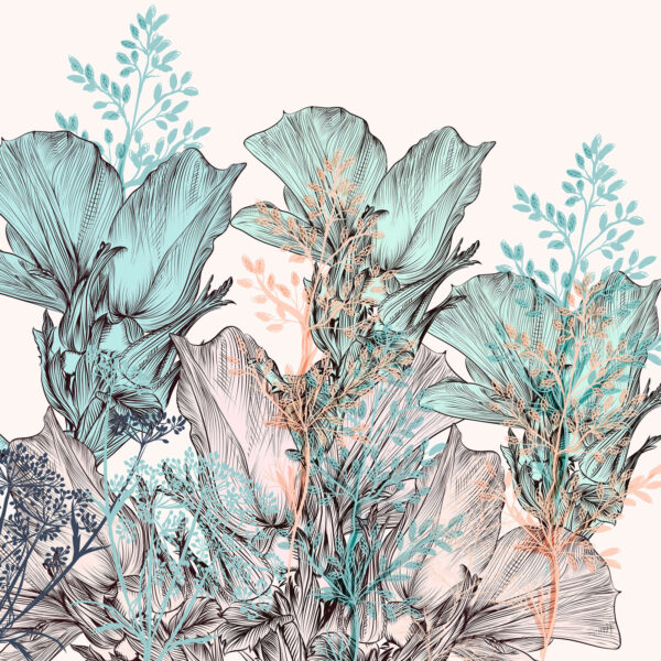 Delicate botanical dreamscape in hues. Delicate botanical dreamscape in hues.