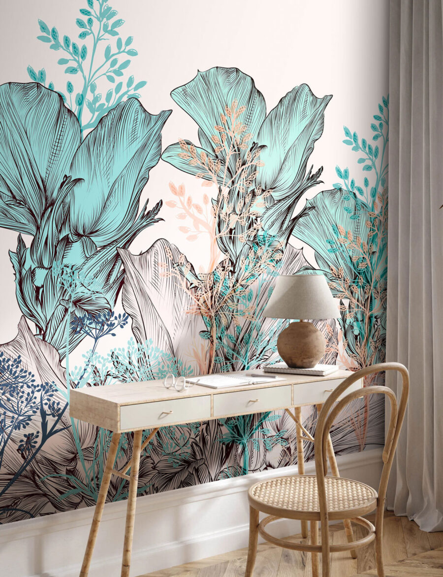 Delicate botanical dreamscape in hues.