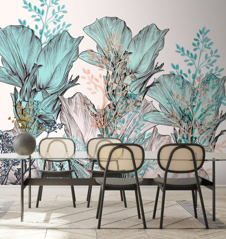 Delicate botanical dreamscape in hues.
