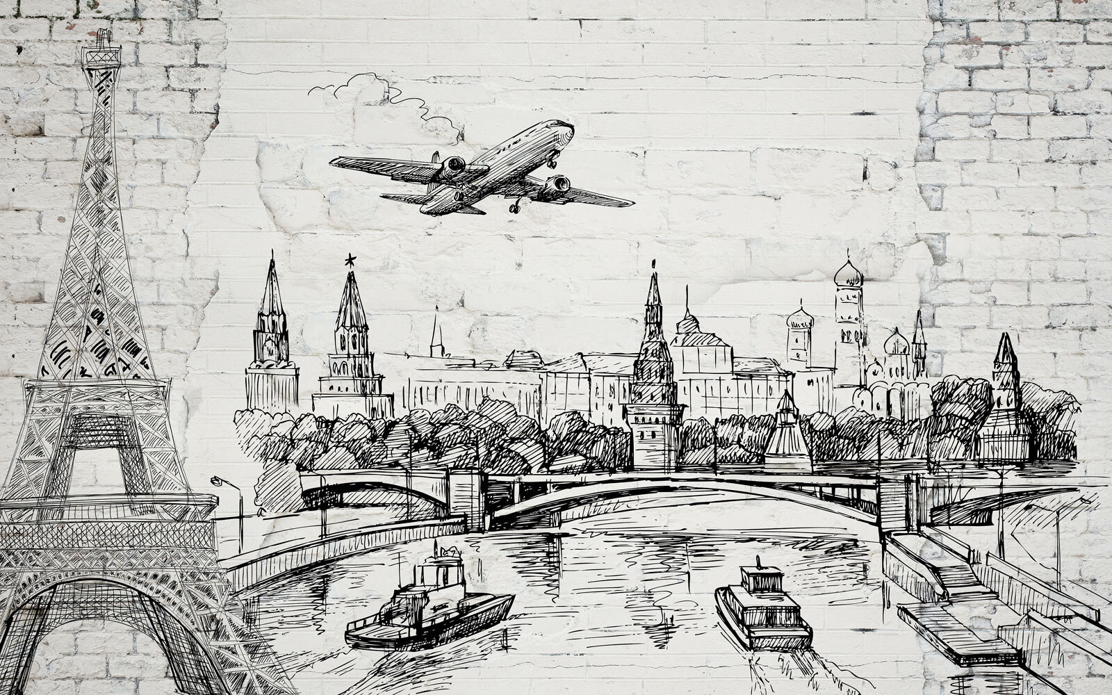 Drawing of a city and a bridge u74537p - Drawing of a city and a bridge - tegory