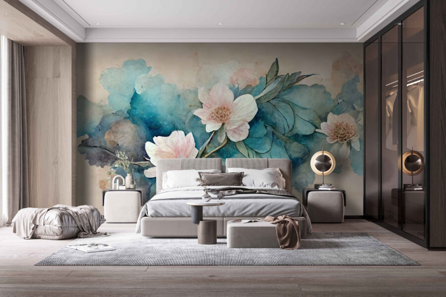 Painting of flowers and leaves