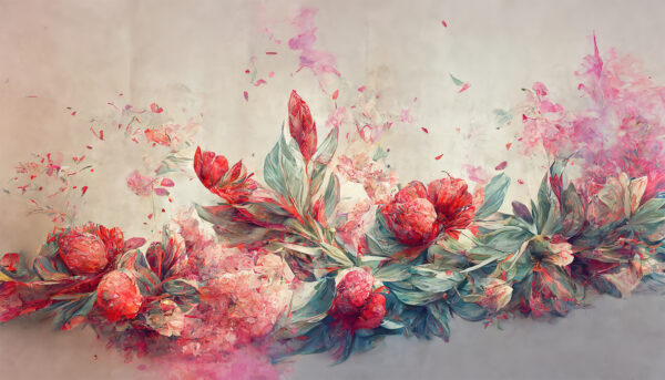 Painting of flowers and leaves Painting of flowers and leaves