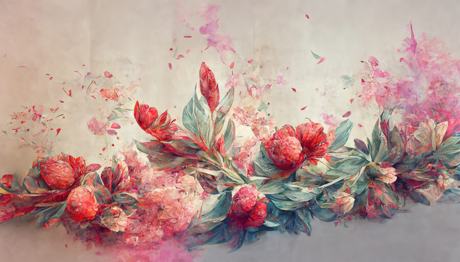 Painting of flowers and leaves