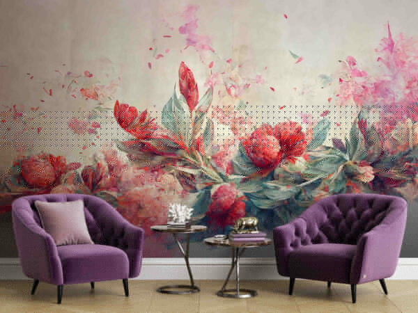 Painting of flowers and leaves Painting of flowers and leaves