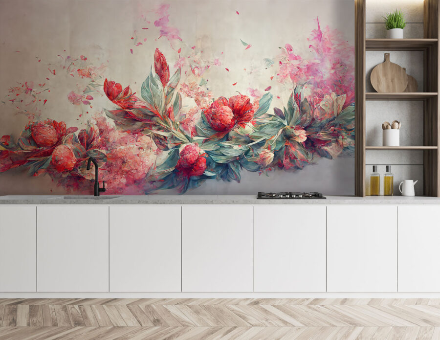 Painting of flowers and leaves