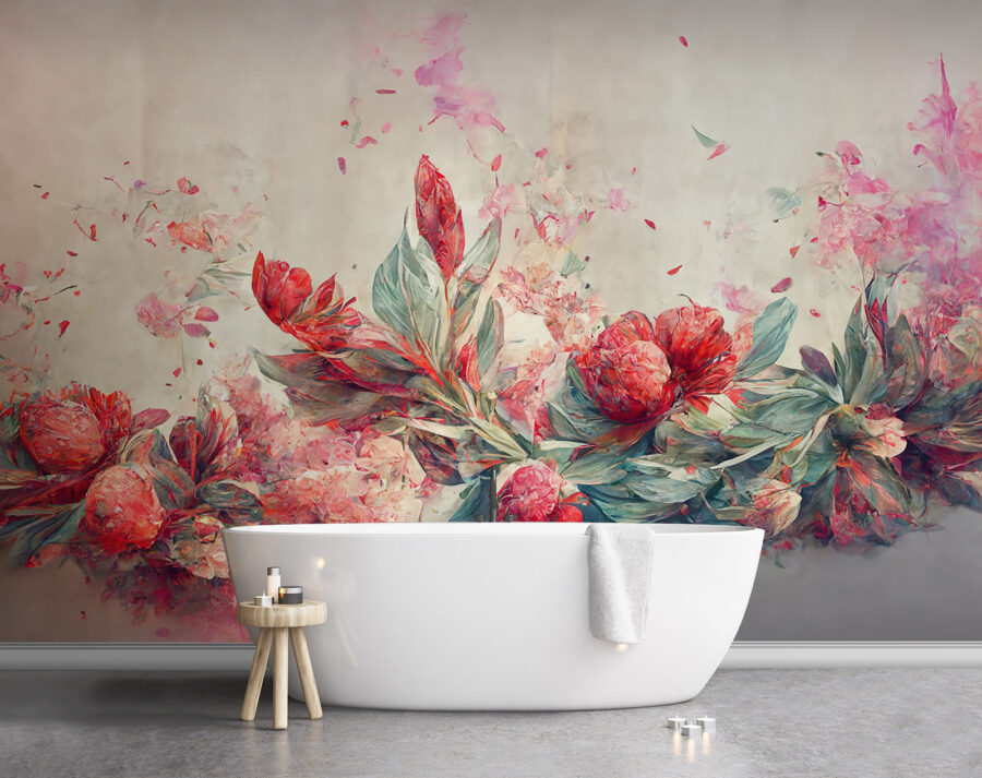 Painting of flowers and leaves
