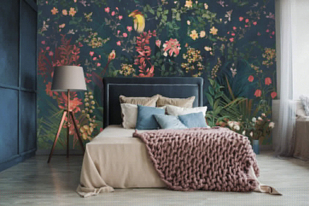 Wallpaper with flowers and birds Wallpaper with flowers and birds