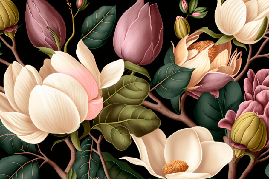 Elegant floral composition on dark background