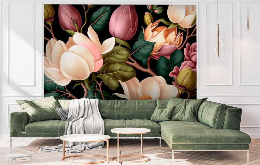 Elegant floral composition on dark background