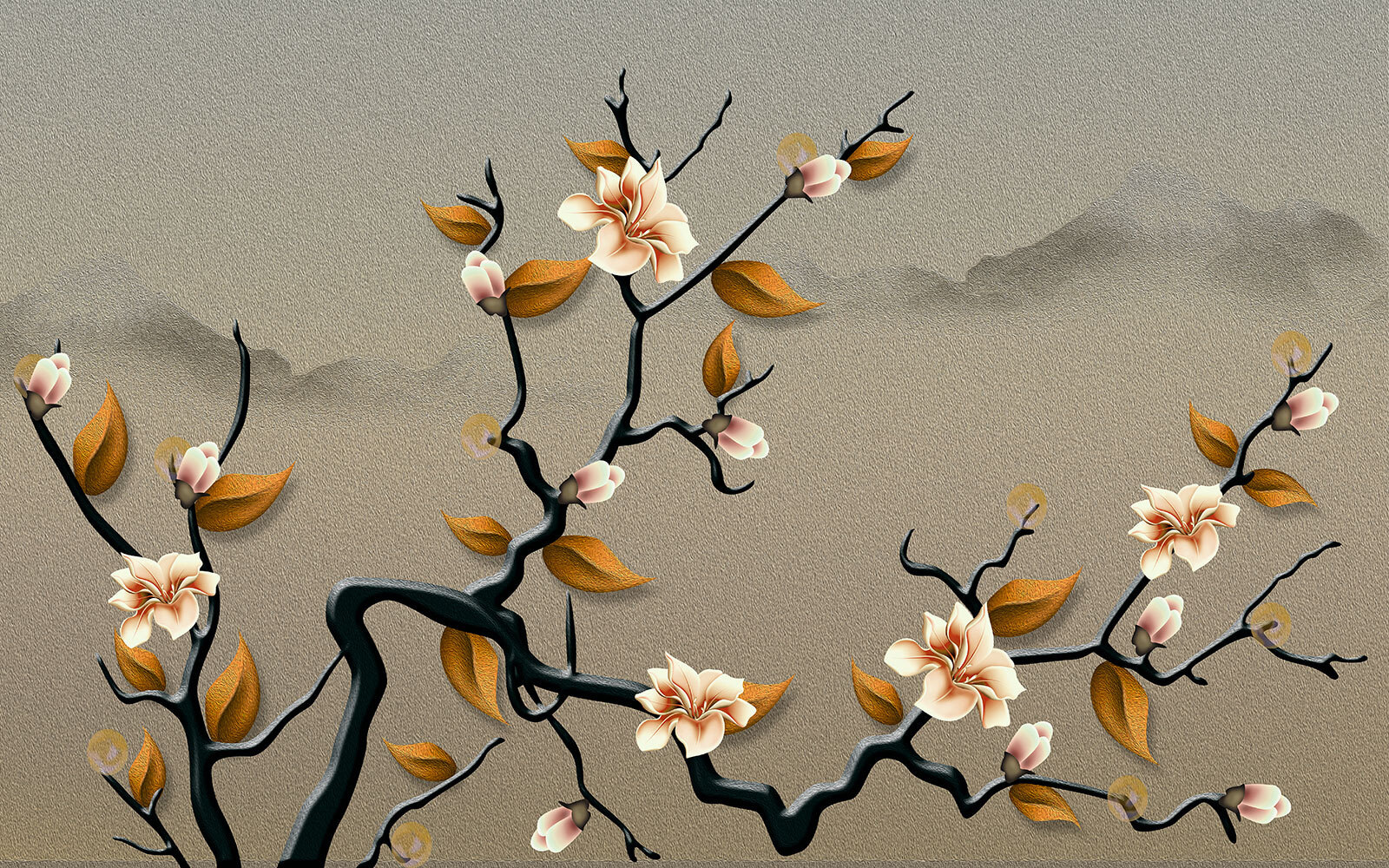 A tree branch with flowers and leaves u74803p - A tree branch with flowers and leaves - tegory