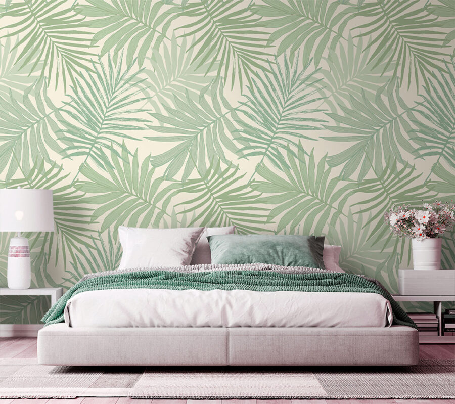 Pattern of leaves on a white background