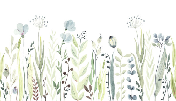 Watercolor painting of flowers and leaves Watercolor painting of flowers and leaves