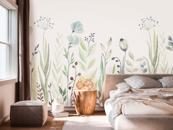 Watercolor painting of flowers and leaves Watercolor painting of flowers and leaves