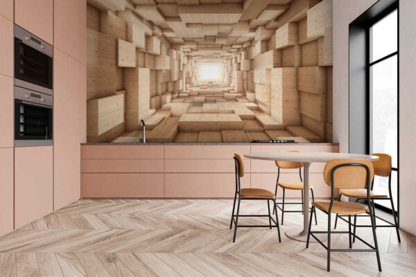 Tunnel of wood blocks Tunnel of wood blocks