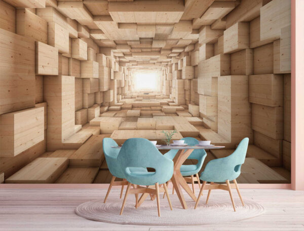 Wall murals Tunnel of wood blocks (SKU: u77811) Wall murals Wall murals Tunnel of wood blocks (SKU: u77811)