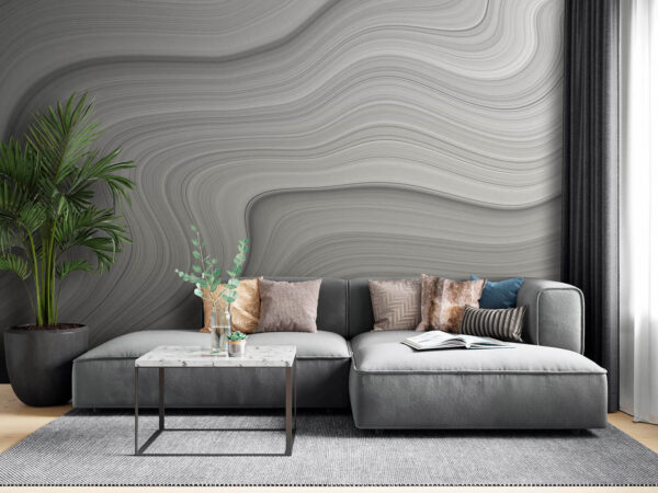 Wall murals Wall murals White and grey wavy lines (SKU: u79538)