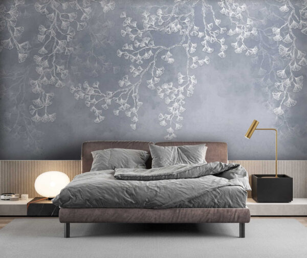 Wall murals Wall murals White flowers on a gray background (SKU: u79601)