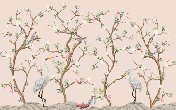 Wallpaper with birds and flowers Wallpaper with birds and flowers
