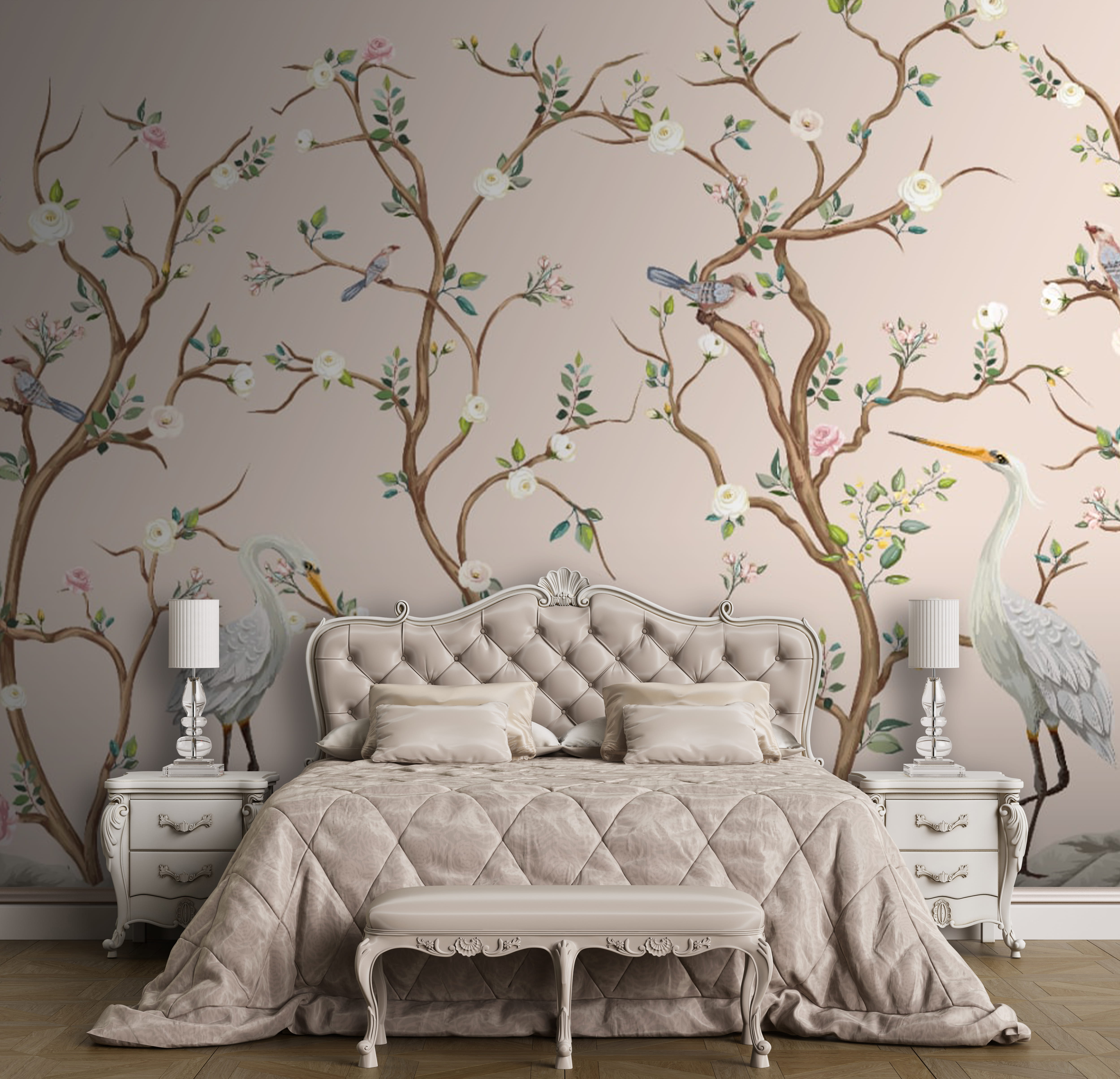 Wallpaper with birds and flowers u79607pib1m - Wallpaper with birds and flowers - tegory