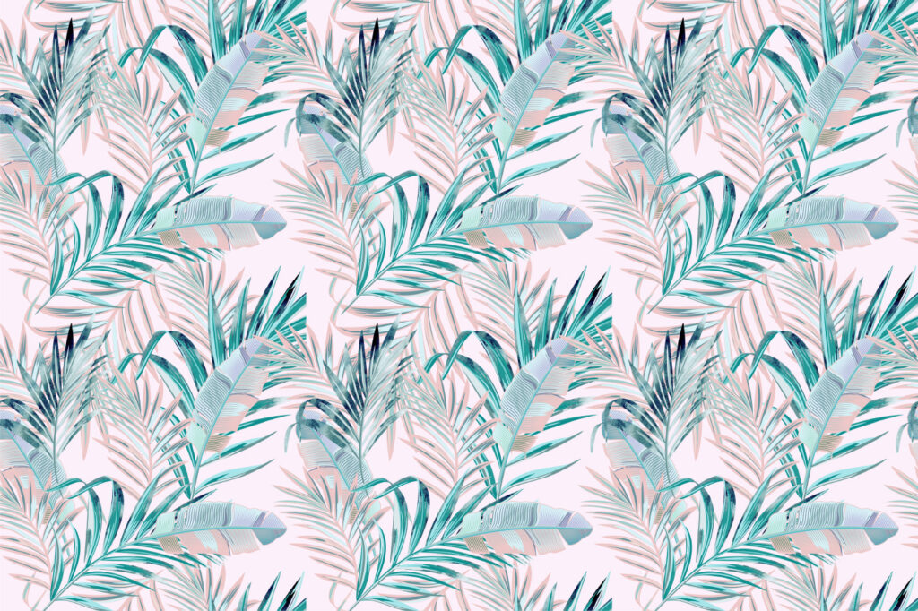 Pattern of leaves on a pink background Pattern of leaves on a pink background