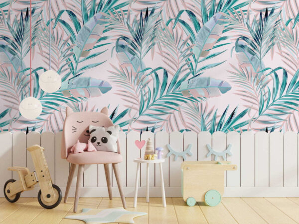 Pattern of leaves on a pink background Pattern of leaves on a pink background