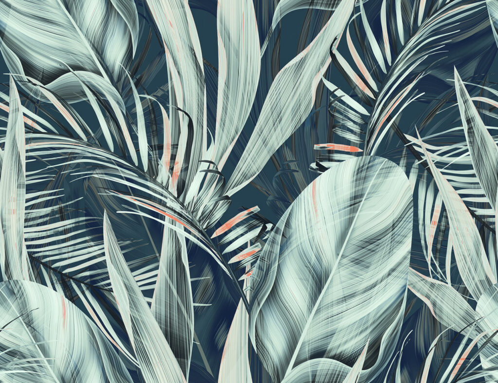 Tropical foliage in serene colors Tropical foliage in serene colors