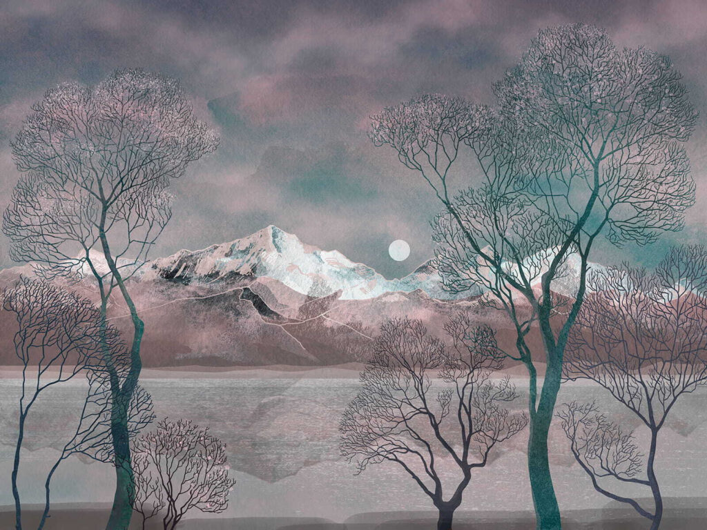 Landscape with trees and mountains Landscape with trees and mountains