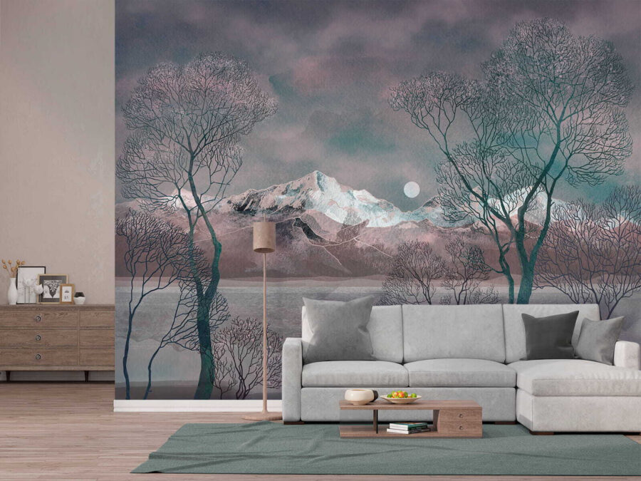 Landscape with trees and mountains