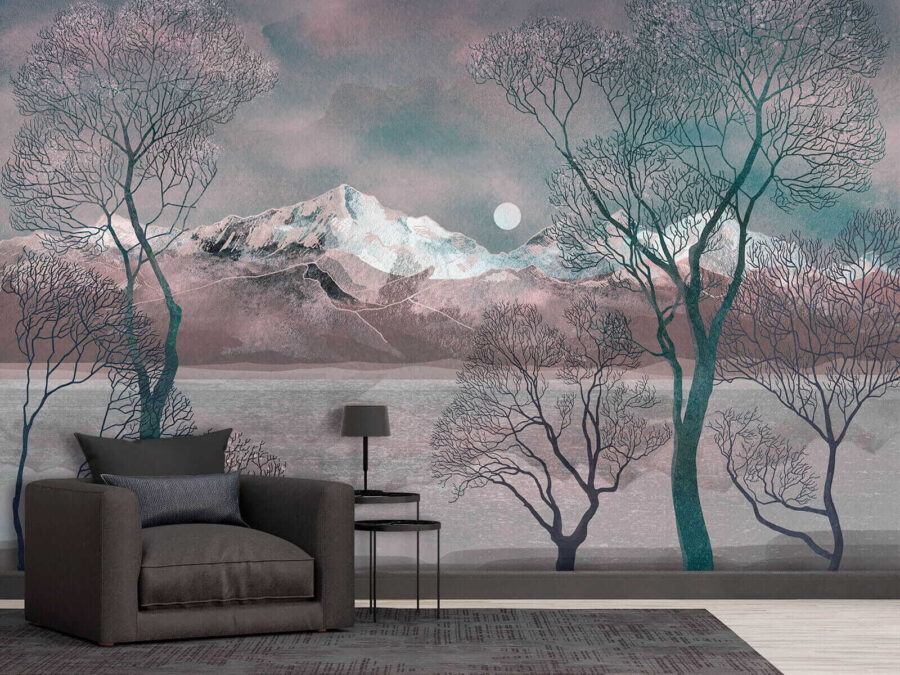 Landscape with trees and mountains