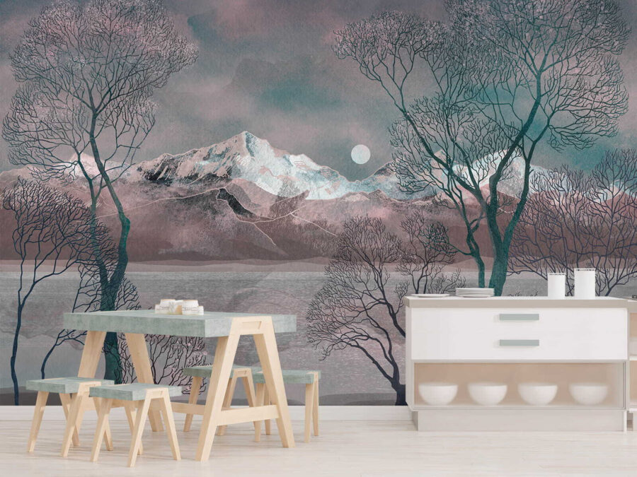 Landscape with trees and mountains