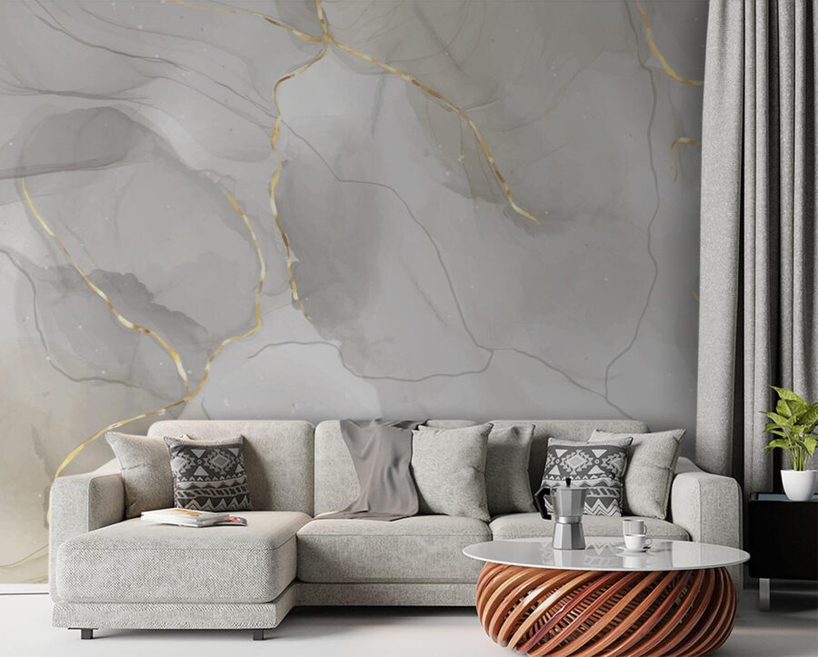 White and gold marble with gold lines