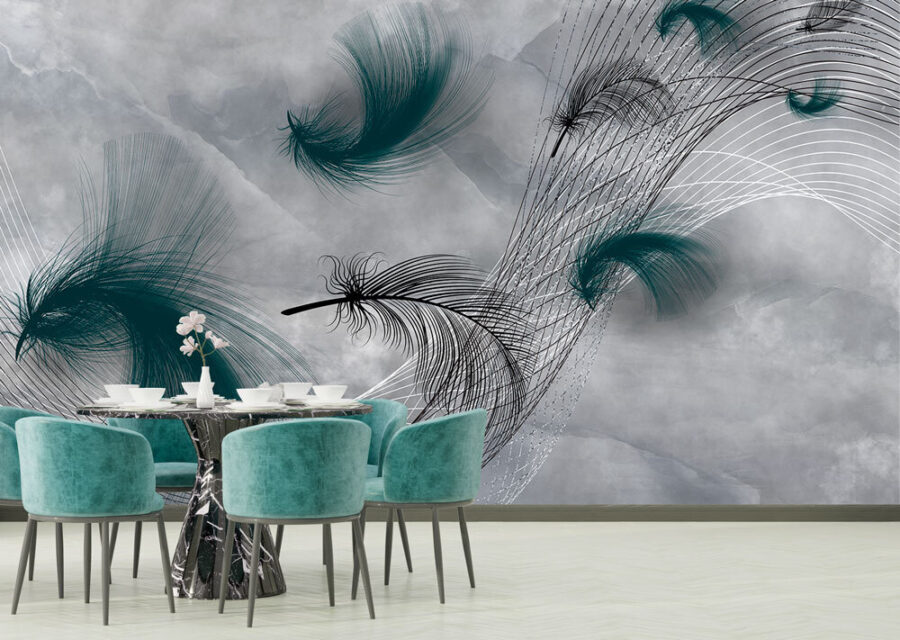 Elegant swirls of flowing feathers.