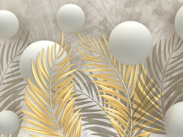 Spheres and leaves in metallic hues. Spheres and leaves in metallic hues.