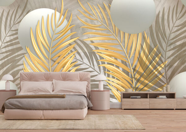 Spheres and leaves in metallic hues. Spheres and leaves in metallic hues.