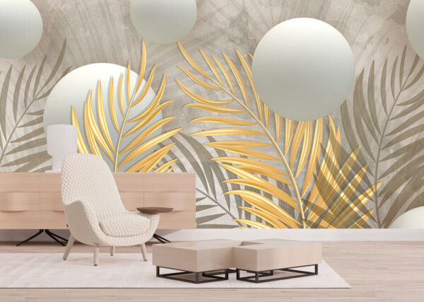 Spheres and leaves in metallic hues. Spheres and leaves in metallic hues.