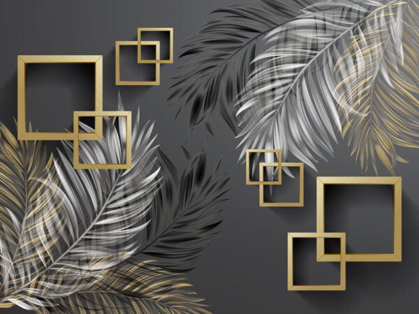 Wallpaper with feathers and square frames Wallpaper with feathers and square frames