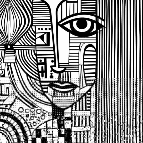 A black and white drawing of a woman’s face A black and white drawing of a woman’s face