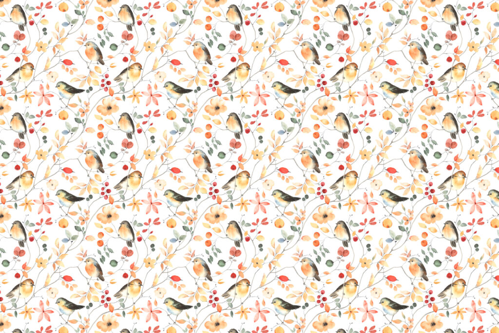 A pattern of birds and flowers A pattern of birds and flowers