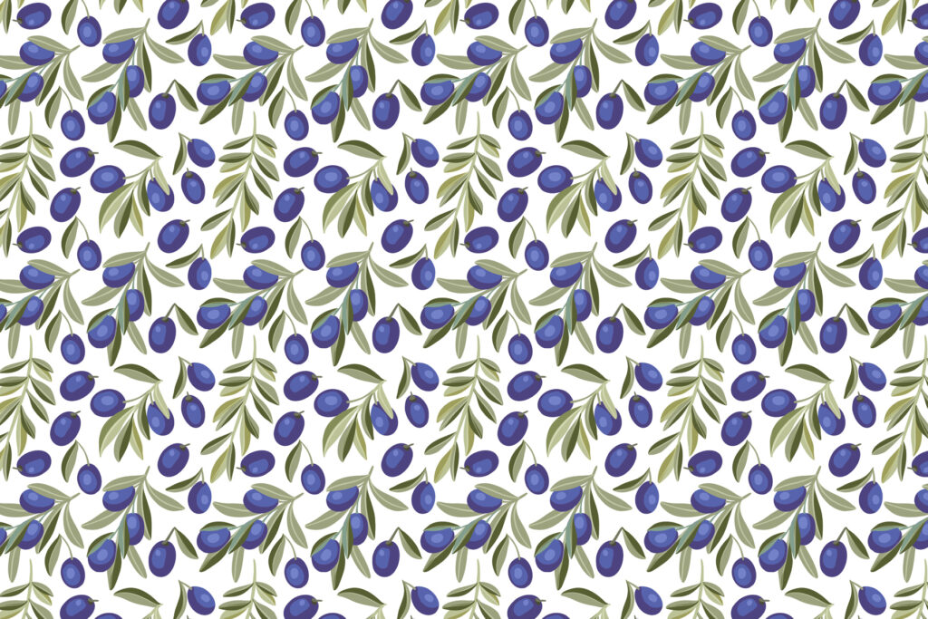 Pattern of blue berries and leaves Pattern of blue berries and leaves