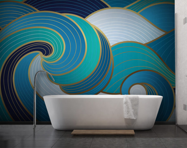 A blue and white swirly waves A blue and white swirly waves