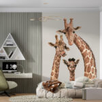 Wall murals A group of giraffes with their heads together
