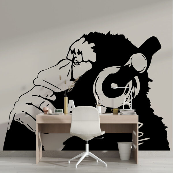 A monkey wearing headphones A monkey wearing headphones